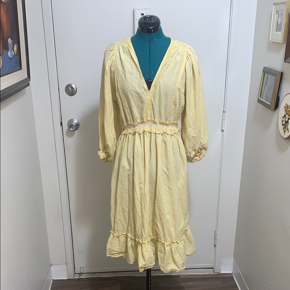 Max Studio Yellow Ruched Tie Front Sundress